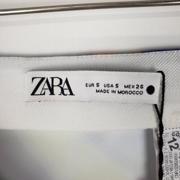 Zara NWT Mini Skirt Bold Bright Trippy Mod Retro Pucci Style Womens Size Small - Picture 4 of 6